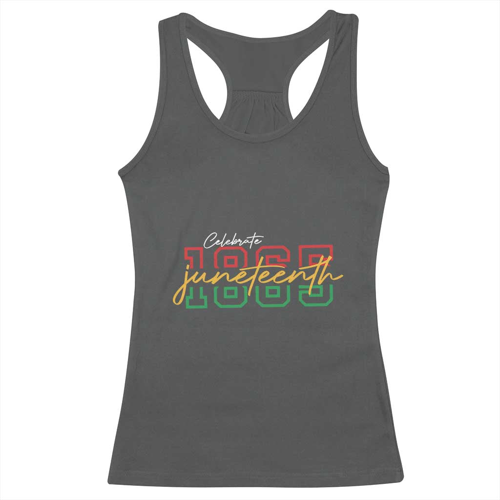 Black History Pride Racerback Tank Top Celebrate Juneteenth 1865 TS01 Dark Heather Print Your Wear