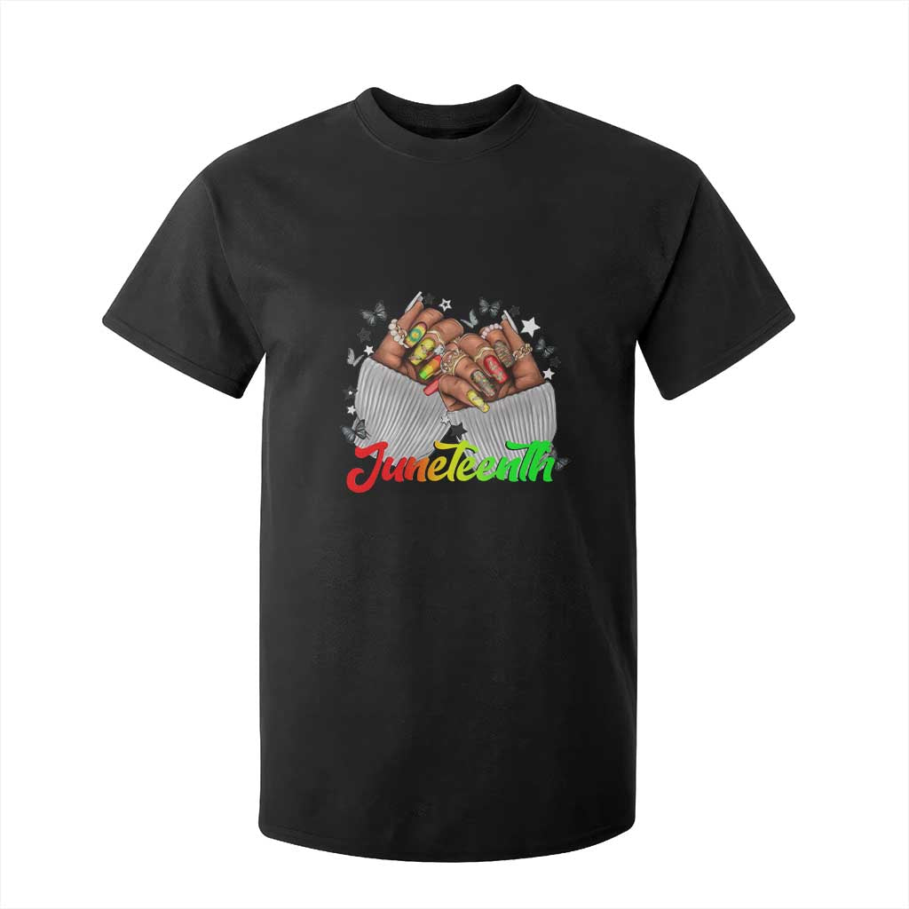 Juneteenth Celebration T Shirt For Kid Since 1865 Women Nails Butterflies TS01 Black Print Your Wear