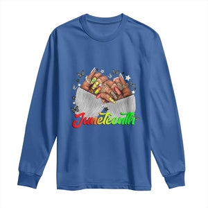 Juneteenth Celebration Long Sleeve Shirt Since 1865 Women Nails Butterflies TS01 Royal Blue Print Your Wear