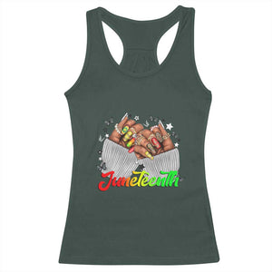 Juneteenth Celebration Racerback Tank Top Since 1865 Women Nails Butterflies TS01 Dark Forest Green Print Your Wear