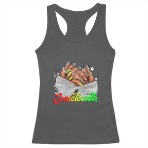 Juneteenth Celebration Racerback Tank Top Since 1865 Women Nails Butterflies TS01 Dark Heather Print Your Wear