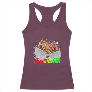 Juneteenth Celebration Racerback Tank Top Since 1865 Women Nails Butterflies TS01 Maroon Print Your Wear