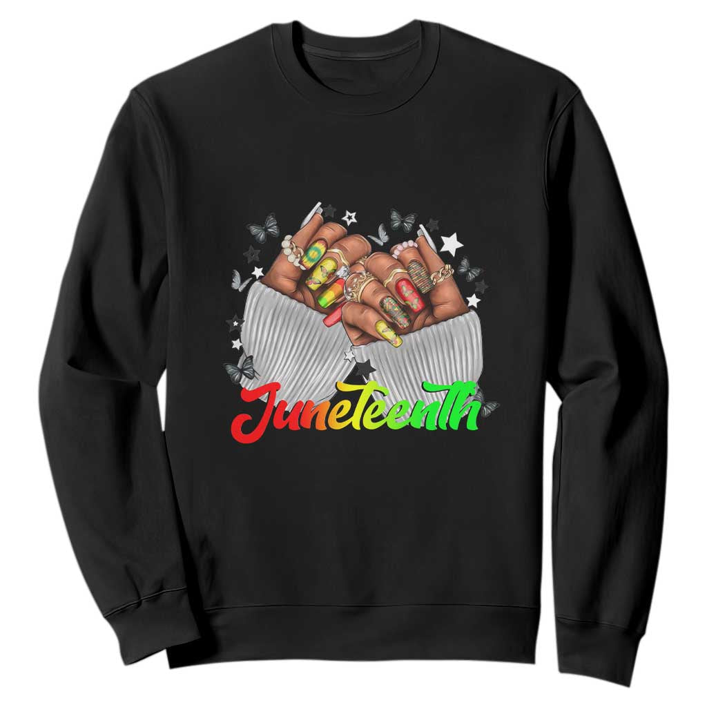 Queen Afro Sweatshirt Juneteenth 1865 TS01 Black Printyourwear
