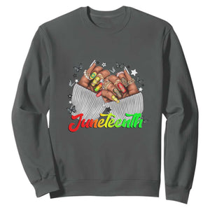 Queen Afro Sweatshirt Juneteenth 1865 TS01 Dark Heather Printyourwear