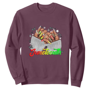 Queen Afro Sweatshirt Juneteenth 1865 TS01 Maroon Printyourwear