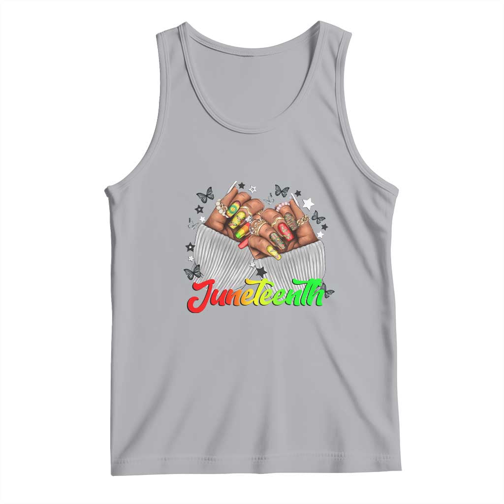 Juneteenth Celebration Tank Top Since 1865 Women Nails Butterflies TS01 Athletic Heather Print Your Wear