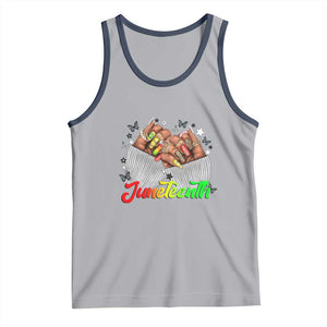 Juneteenth Celebration Tank Top Since 1865 Women Nails Butterflies TS01 Athletic Heather Navy Print Your Wear