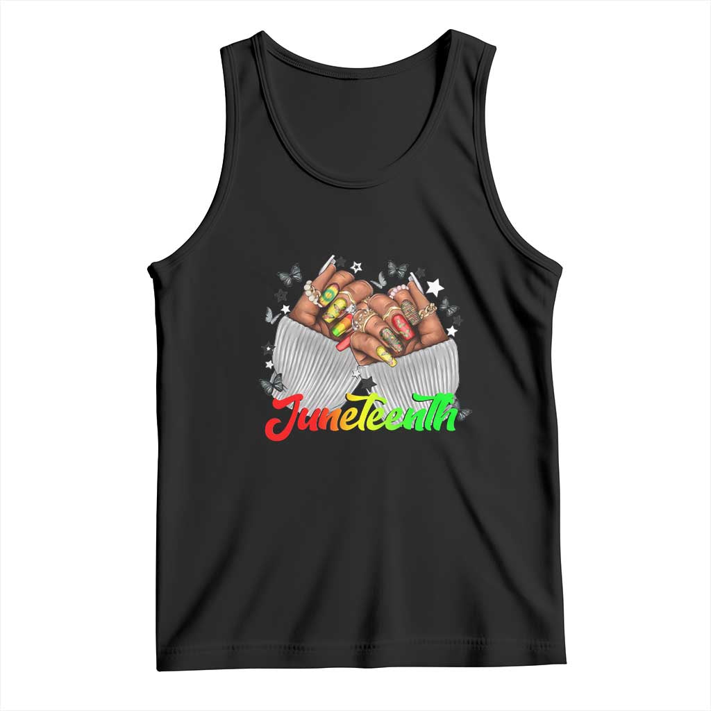 Juneteenth Celebration Tank Top Since 1865 Women Nails Butterflies TS01 Black Print Your Wear