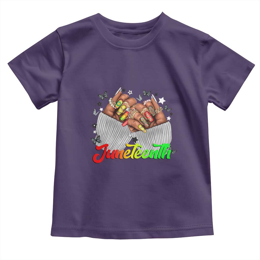 Juneteenth Celebration Toddler T Shirt Since 1865 Women Nails Butterflies TS01 Purple Print Your Wear