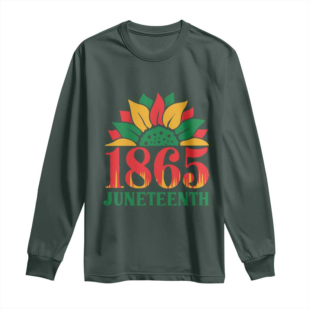 Juneteenth 1865 Sunflower Long Sleeve Shirt Celebrate African American Freedom Day TS01 Dark Forest Green Print Your Wear