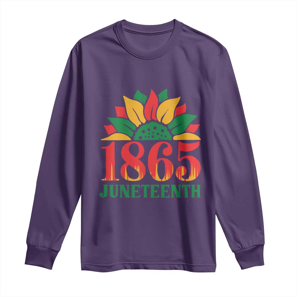 Juneteenth 1865 Sunflower Long Sleeve Shirt Celebrate African American Freedom Day TS01 Purple Print Your Wear