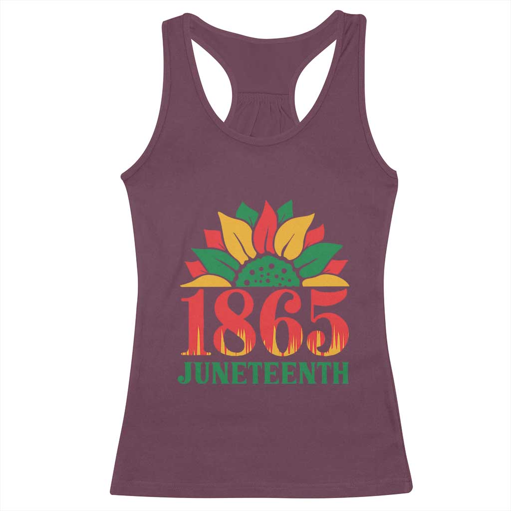 Juneteenth 1865 Sunflower Racerback Tank Top Celebrate African American Freedom Day TS01 Maroon Print Your Wear
