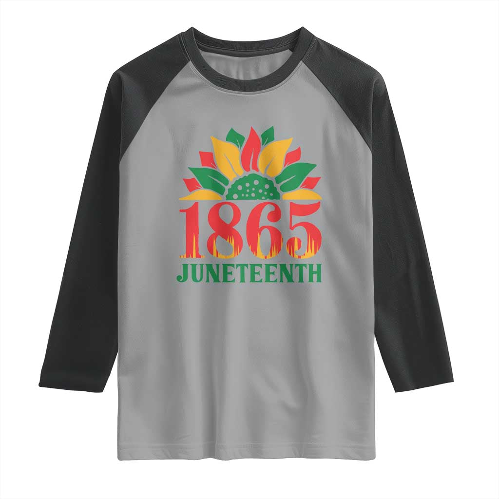 Juneteenth 1865 Sunflower Raglan Shirt Celebrate African American Freedom Day TS01 Sport Gray Black Print Your Wear