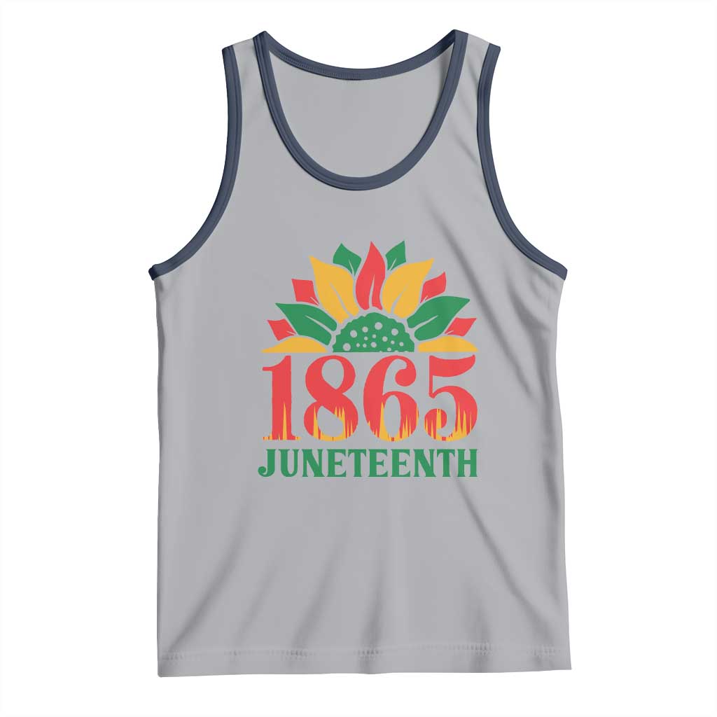 Juneteenth 1865 Sunflower Tank Top Celebrate African American Freedom Day TS01 Athletic Heather Navy Print Your Wear