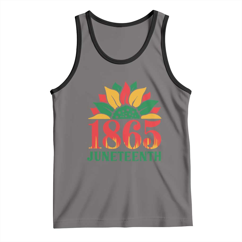 Juneteenth 1865 Sunflower Tank Top Celebrate African American Freedom Day TS01 Deep Heather Black Print Your Wear