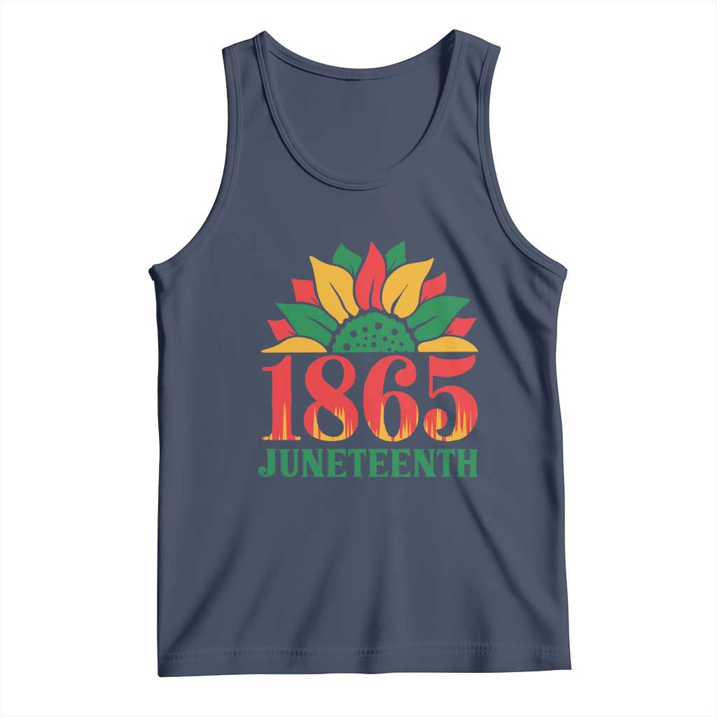 Juneteenth 1865 Sunflower Tank Top Celebrate African American Freedom Day TS01 Navy Print Your Wear