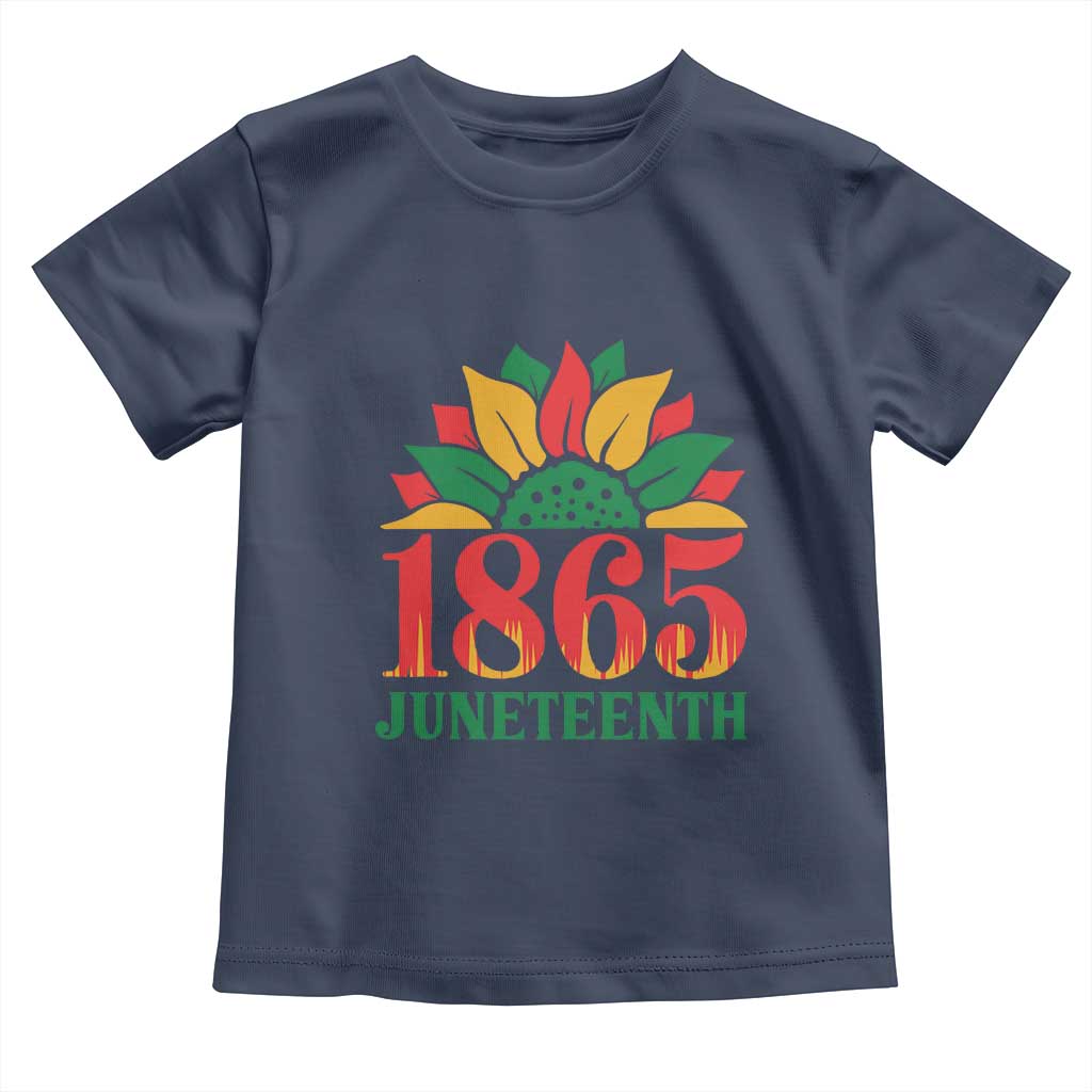 Juneteenth 1865 Sunflower Toddler T Shirt Celebrate African American Freedom Day TS01 Navy Print Your Wear