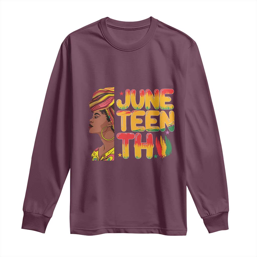Juneteenth Black Woman Long Sleeve Shirt Black History African American Ladies TS01 Maroon Print Your Wear