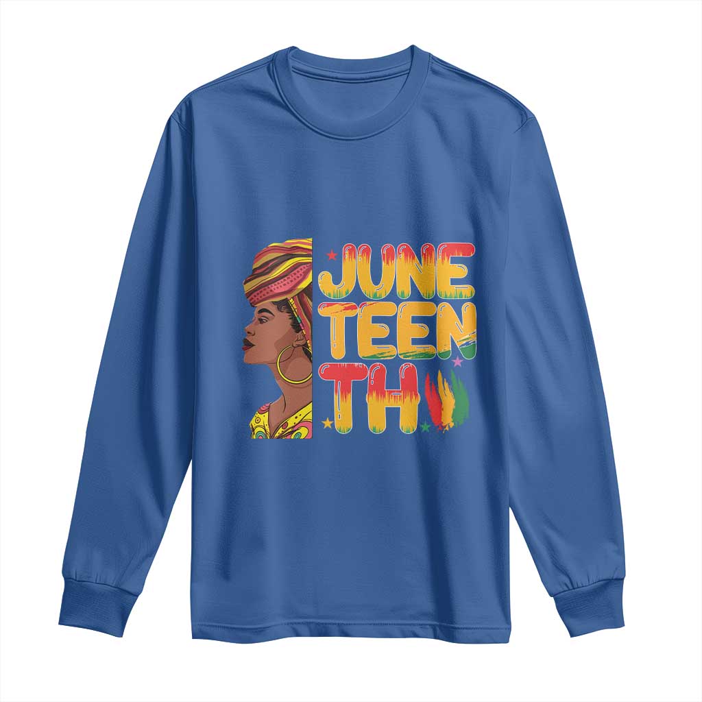 Juneteenth Black Woman Long Sleeve Shirt Black History African American Ladies TS01 Royal Blue Print Your Wear