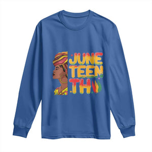 Juneteenth Black Woman Long Sleeve Shirt Black History African American Ladies TS01 Royal Blue Print Your Wear