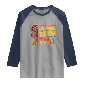 Juneteenth Black Woman Raglan Shirt Black History African American Ladies TS01 Sport Gray Navy Print Your Wear