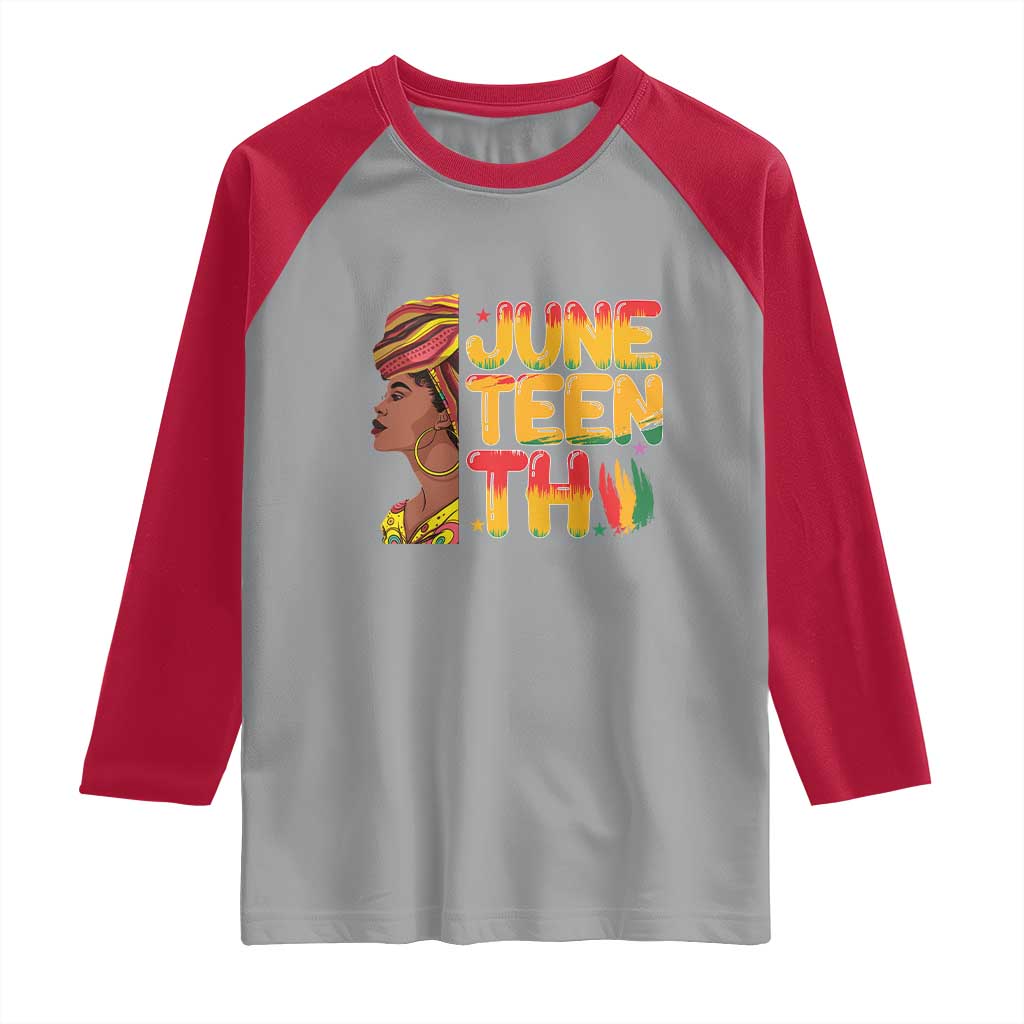 Juneteenth Black Woman Raglan Shirt Black History African American Ladies TS01 Sport Gray Red Print Your Wear