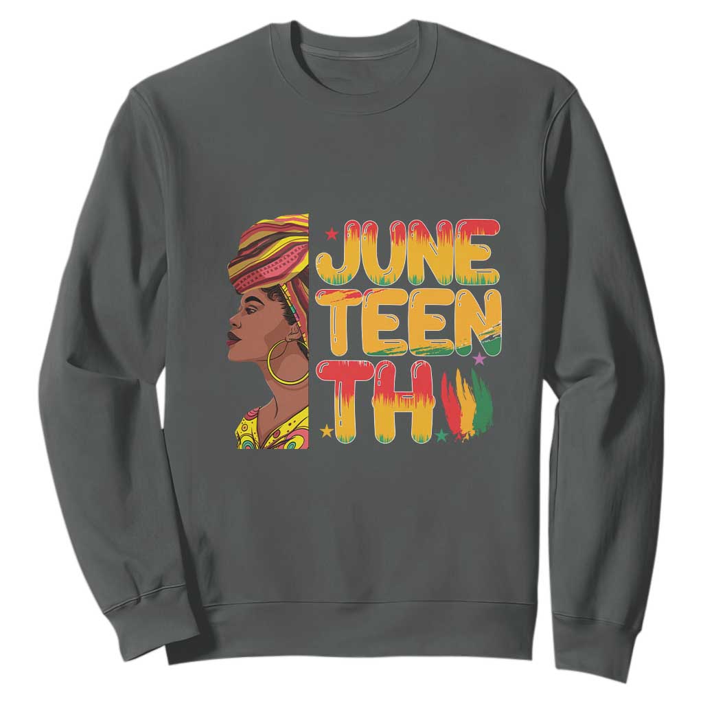 African Black History African American Ladies Juneteenth Sweatshirt TS01 Dark Heather Printyourwear