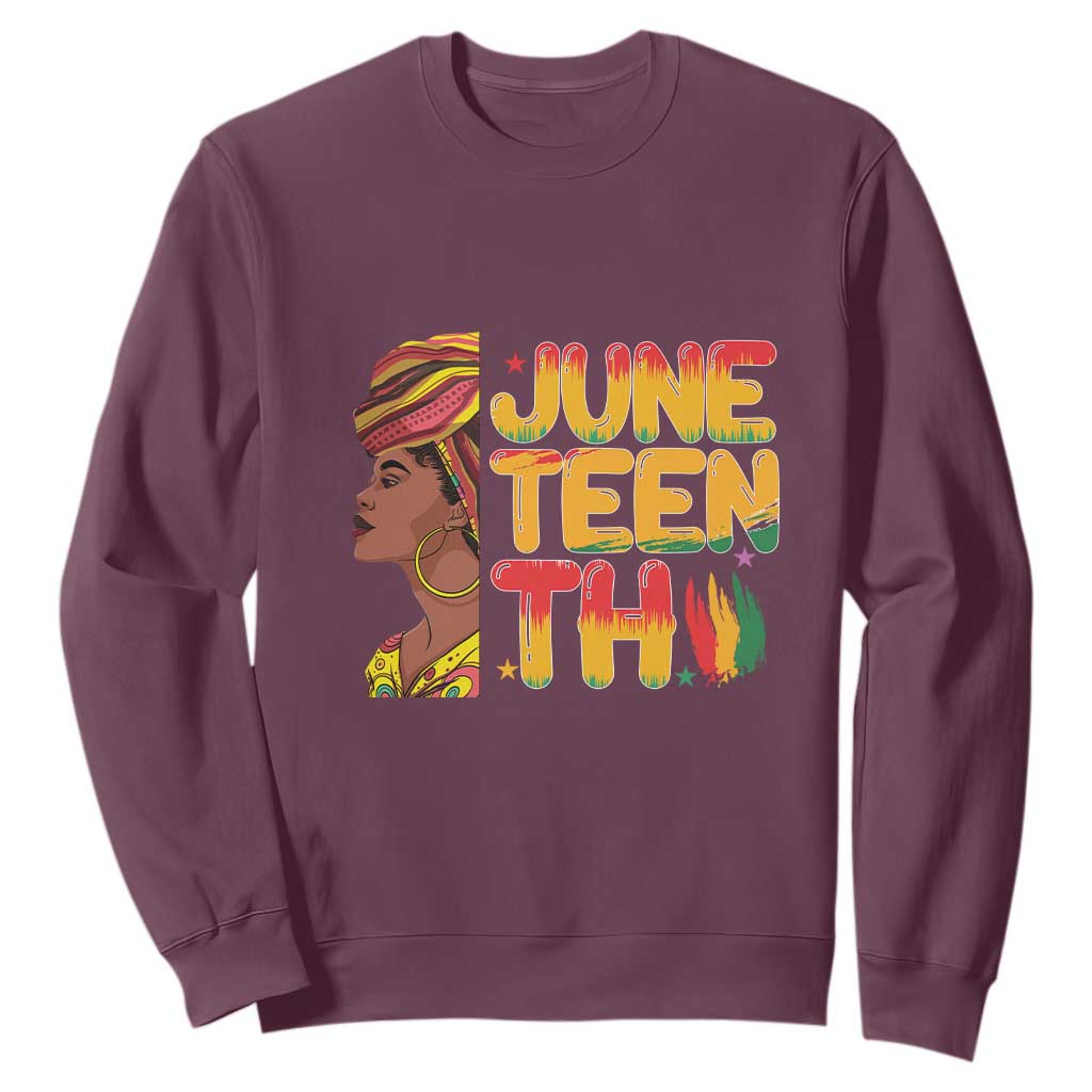 African Black History African American Ladies Juneteenth Sweatshirt TS01 Maroon Printyourwear