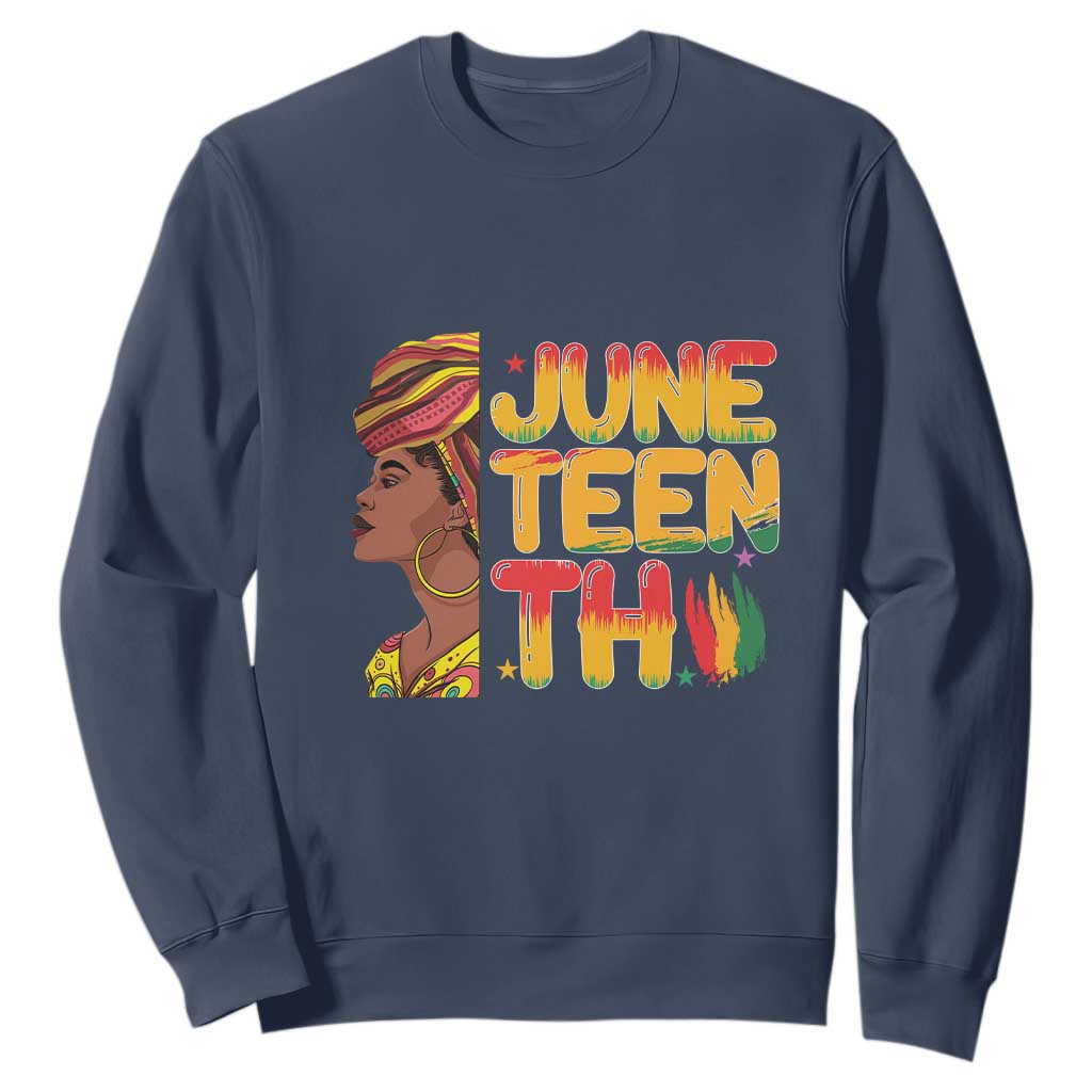 African Black History African American Ladies Juneteenth Sweatshirt TS01 Navy Printyourwear