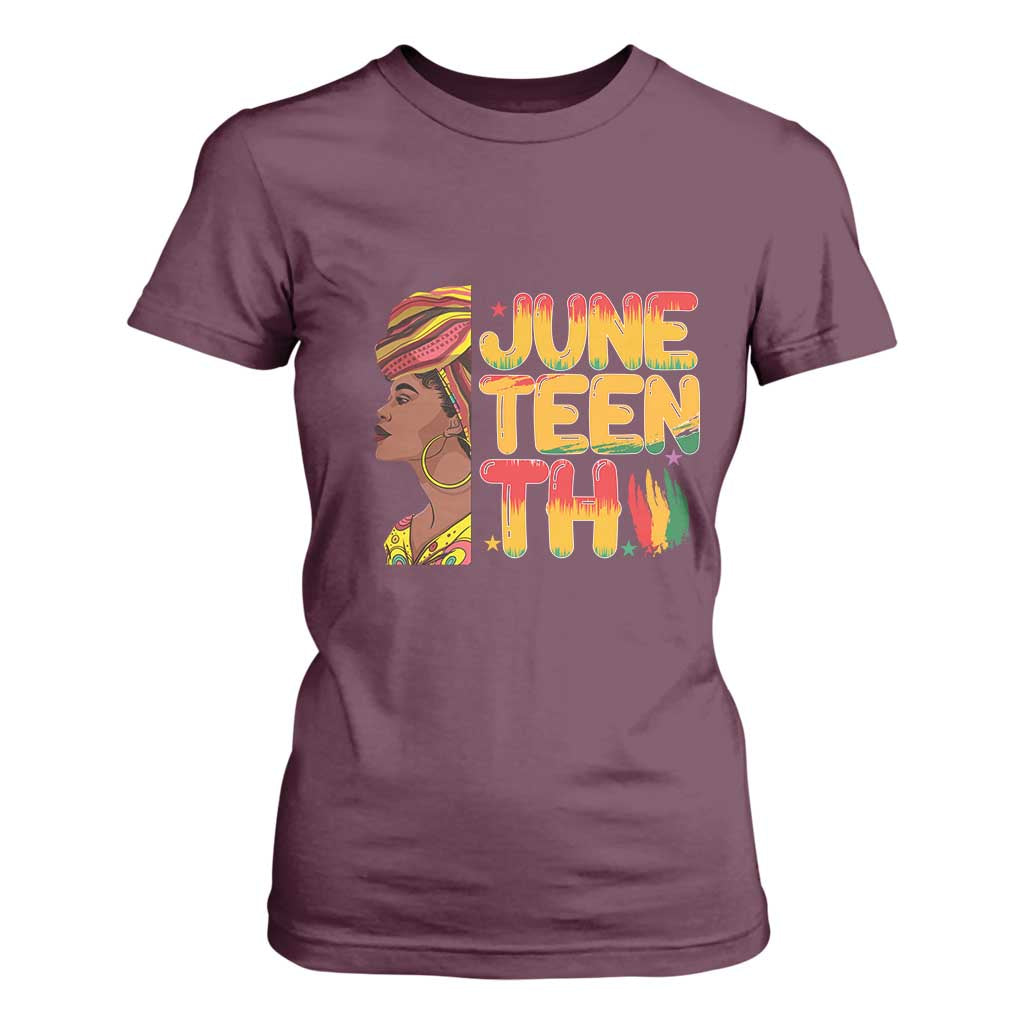 Juneteenth Black Woman T Shirt For Women Black History African American Ladies TS01 Maroon Print Your Wear