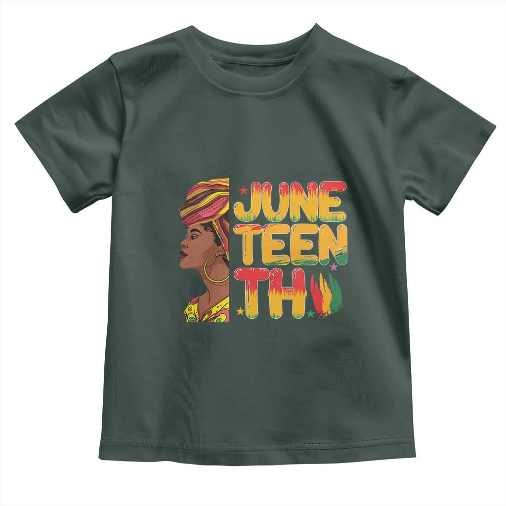 Juneteenth Black Woman Toddler T Shirt Black History African American Ladies TS01 Dark Forest Green Print Your Wear