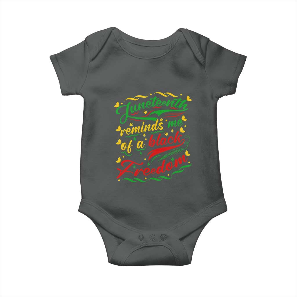 Black History Pride Baby Onesie Juneteenth Reminds Me Of a Black Freedom TS01 Dark Heather Print Your Wear