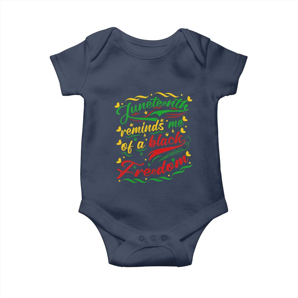 Black History Pride Baby Onesie Juneteenth Reminds Me Of a Black Freedom TS01 Navy Print Your Wear