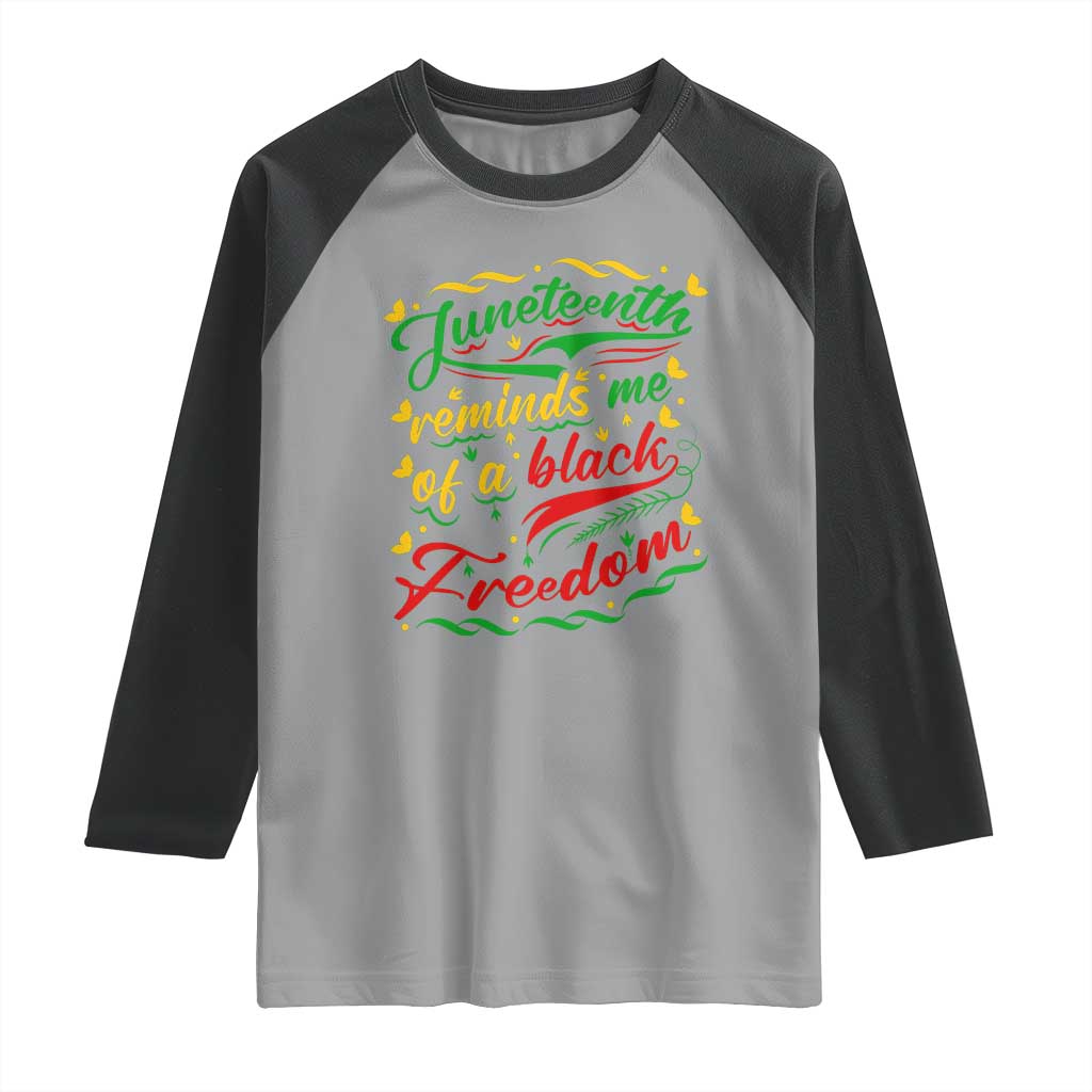 Black History Pride Raglan Shirt Juneteenth Reminds Me Of a Black Freedom TS01 Sport Gray Black Print Your Wear