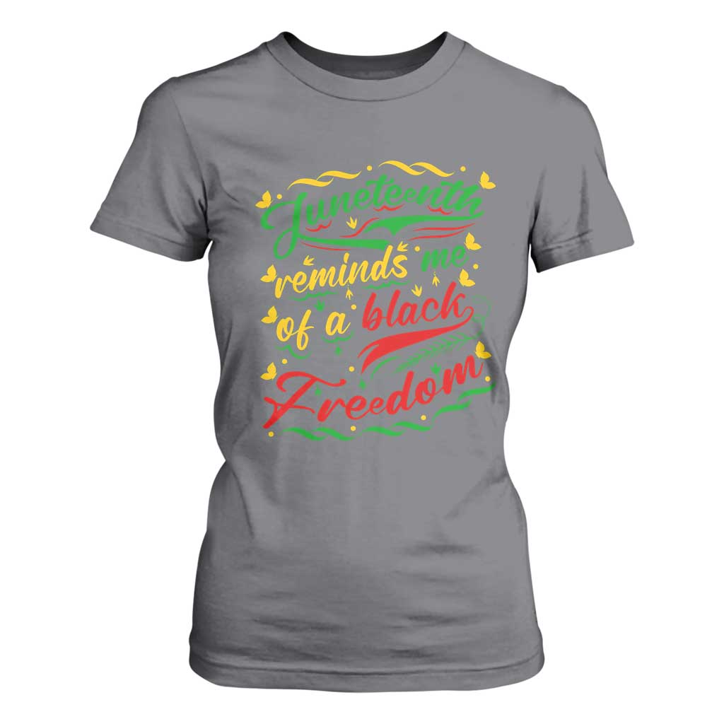 Black History Pride T Shirt For Women Juneteenth Reminds Me Of a Black Freedom TS01 Charcoal Print Your Wear