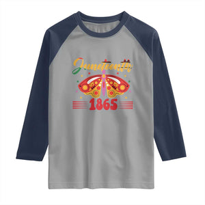 Juneteenth 1865 Butterfly Raglan Shirt TS01 Sport Gray Navy Print Your Wear