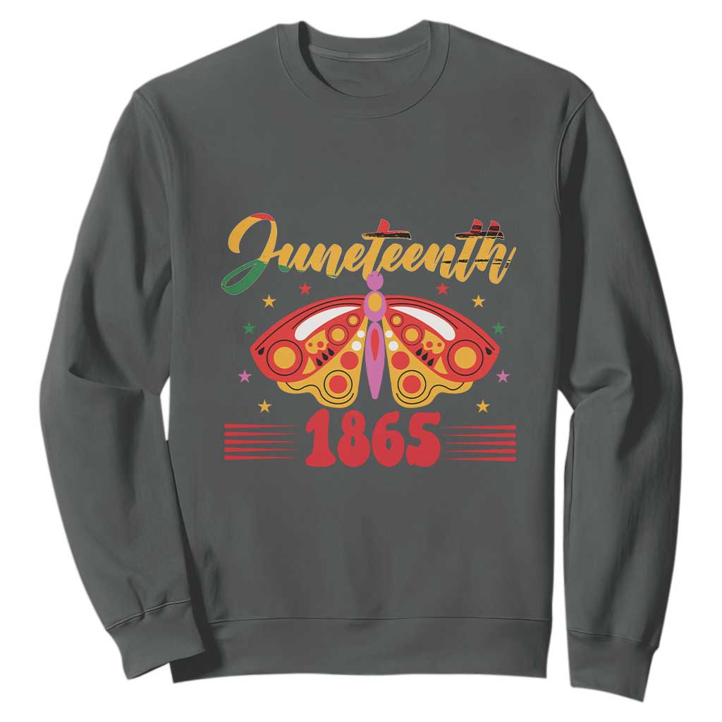 Butterfly Theme Sweatshirt Juneteenth 1865 TS01 Dark Heather Printyourwear