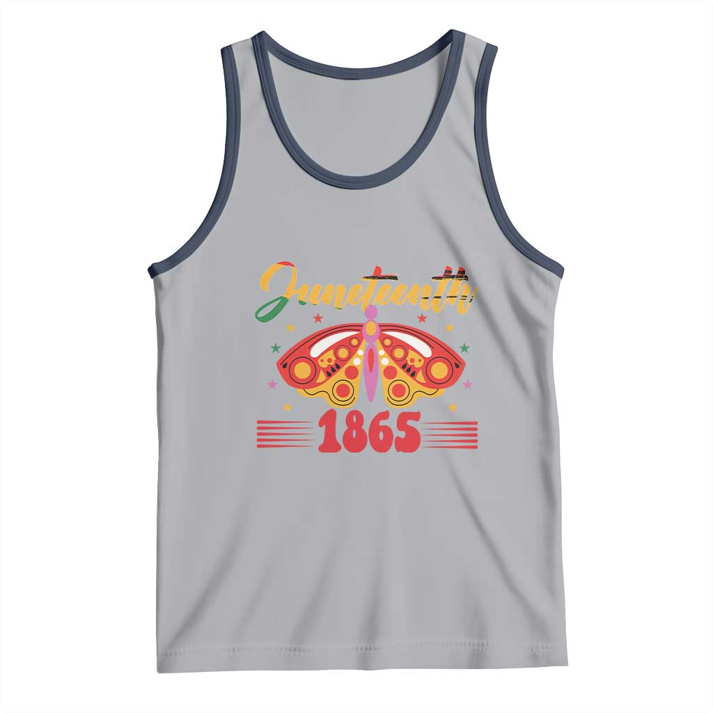 Juneteenth 1865 Butterfly Tank Top TS01 Athletic Heather Navy Print Your Wear