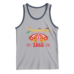 Juneteenth 1865 Butterfly Tank Top TS01 Athletic Heather Navy Print Your Wear