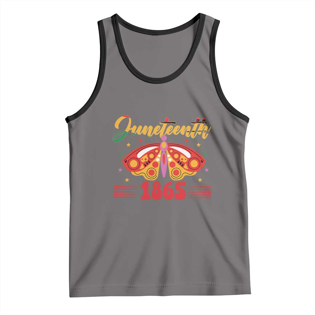 Juneteenth 1865 Butterfly Tank Top TS01 Deep Heather Black Print Your Wear