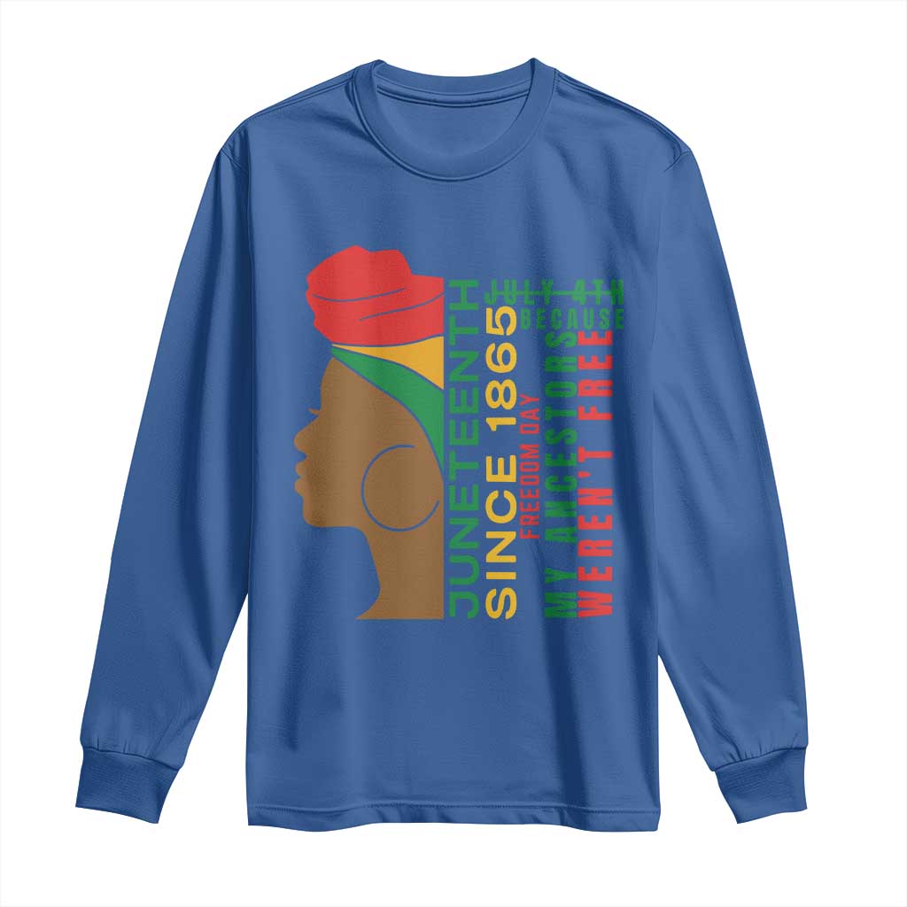 Juneteenth Since 1865 Long Sleeve Shirt My Ancestors Weren't Free TS01 Royal Blue Print Your Wear