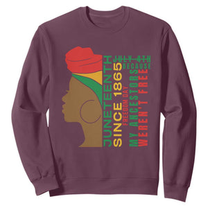 Juneteenth Since 1865 Sweatshirt My Ancestors Weren't Free TS01 Maroon Printyourwear