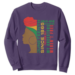 Juneteenth Since 1865 Sweatshirt My Ancestors Weren't Free TS01 Purple Printyourwear