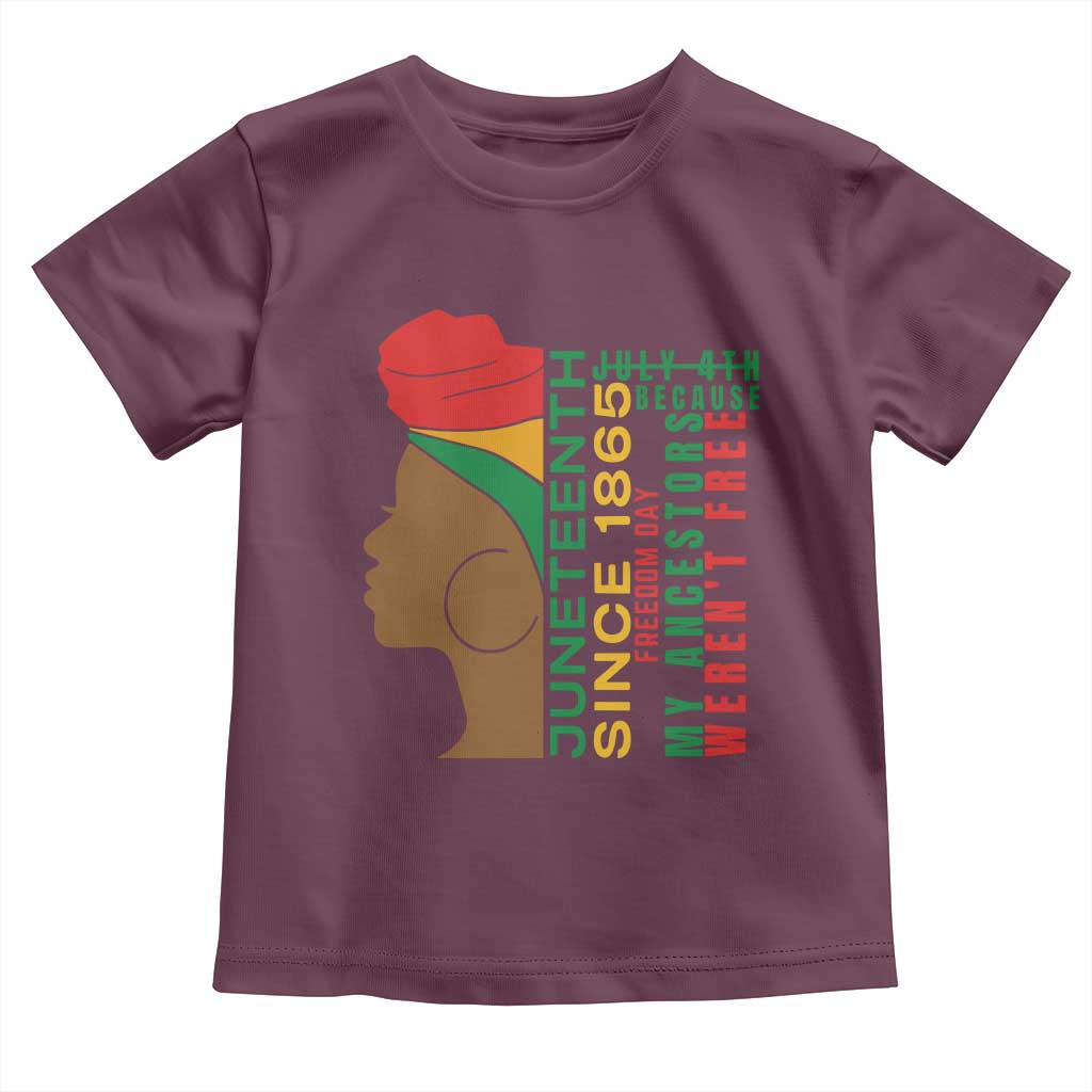 Juneteenth Since 1865 Toddler T Shirt My Ancestors Weren't Free TS01 Maroon Print Your Wear