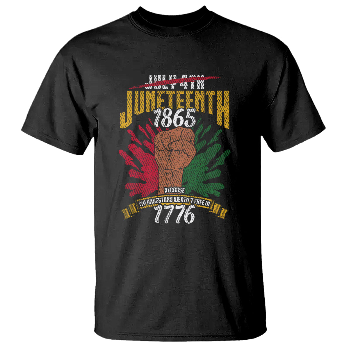 Juneteenth Since 1865 T Shirt My Ancestors Weren't Free In 1776 TS01 Black Printyourwear