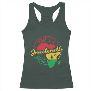 Free-ish Juneteenth Since 1865 Racerback Tank Top TS01 Dark Forest Green Print Your Wear