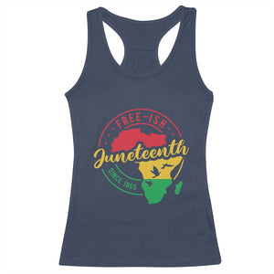 Free-ish Juneteenth Since 1865 Racerback Tank Top TS01 Navy Print Your Wear