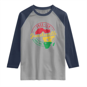 Free-ish Juneteenth Since 1865 Raglan Shirt TS01 Sport Gray Navy Print Your Wear