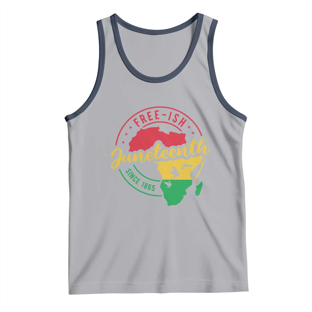 Free-ish Juneteenth Since 1865 Tank Top TS01 Athletic Heather Navy Print Your Wear