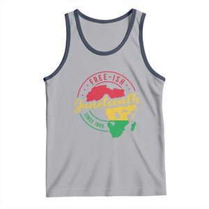 Free-ish Juneteenth Since 1865 Tank Top TS01 Athletic Heather Navy Print Your Wear
